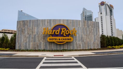 Entrance to Hard Rock Casino in Atlantic City on New Jersey coastline